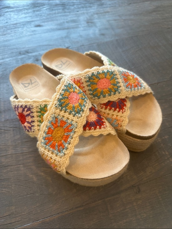 Dirty Laundry Shoes - Dirty Laundry Crochet Multi-Color Platform Slide Sandals